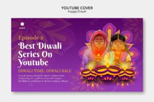 Diwali youtube cover template with mandala design