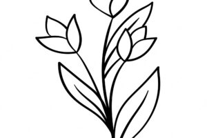 Doodle flower branch, cute and unusual bud, can be used to decorate postcards, business cards or as