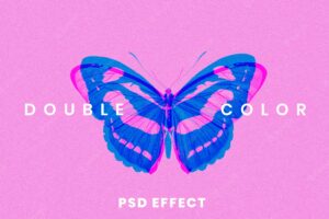 Double color abstract exposure psd effect easy-to-use in anaglyph 3d tone remixed media