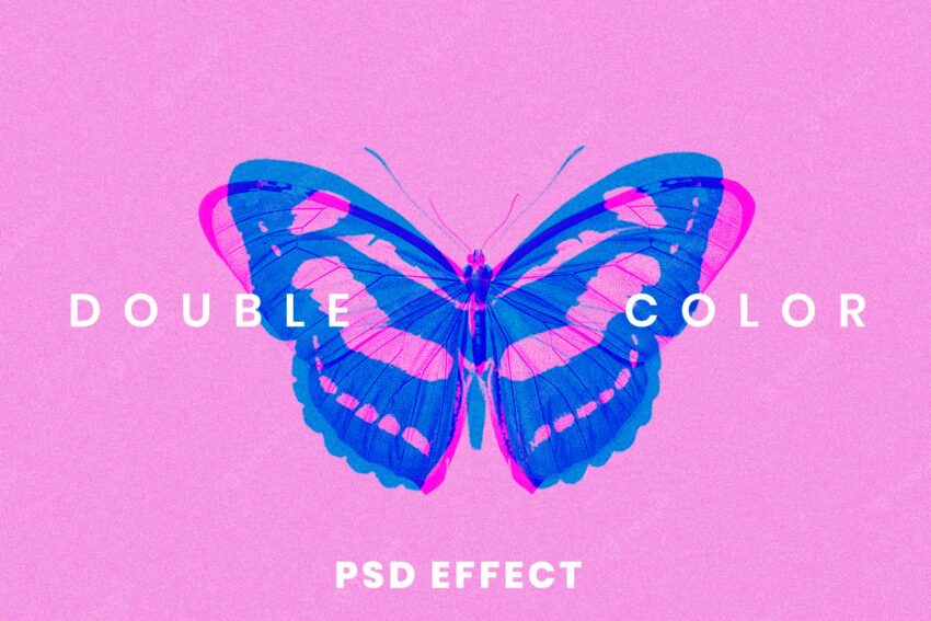 Double color abstract exposure psd effect easy-to-use in anaglyph 3d tone remixed media