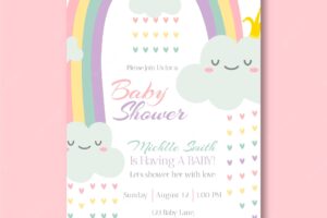 Drawn chuva de amor baby shower invitation template
