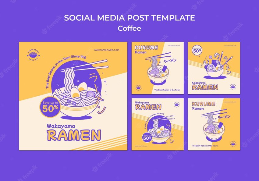 Duotone food instagram post template design