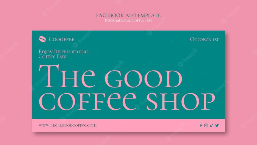 Duotone international coffee day facebook ad template
