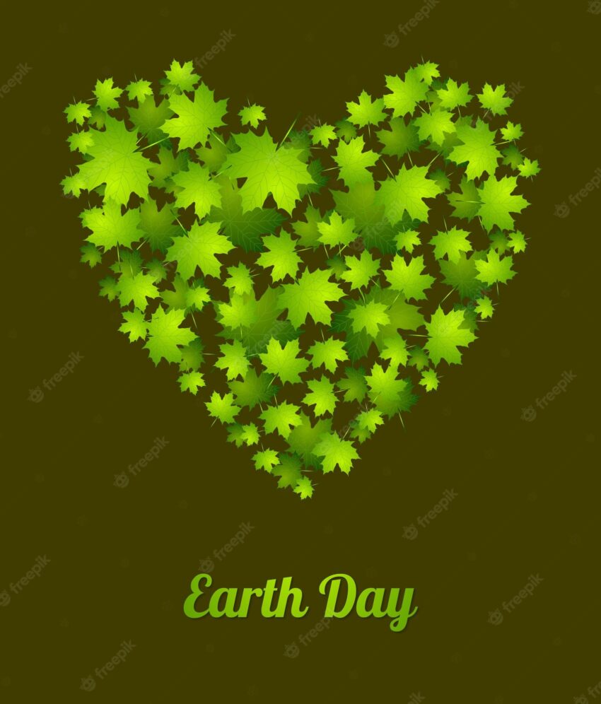 Earth day ecology green leaves vector background