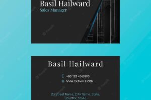 Editable business card template in blue modern design collection