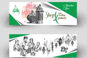 Eid festival sale banner flyer template vector illustrations