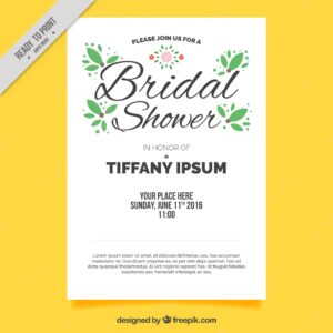 Elegant bridal shower invitation with leaves