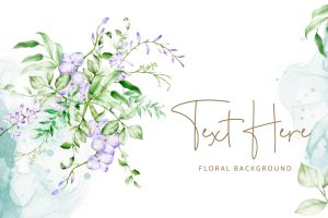 Elegant floral background template with purple flower