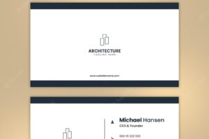 Elegant minimal dark blue and white business card template modern design