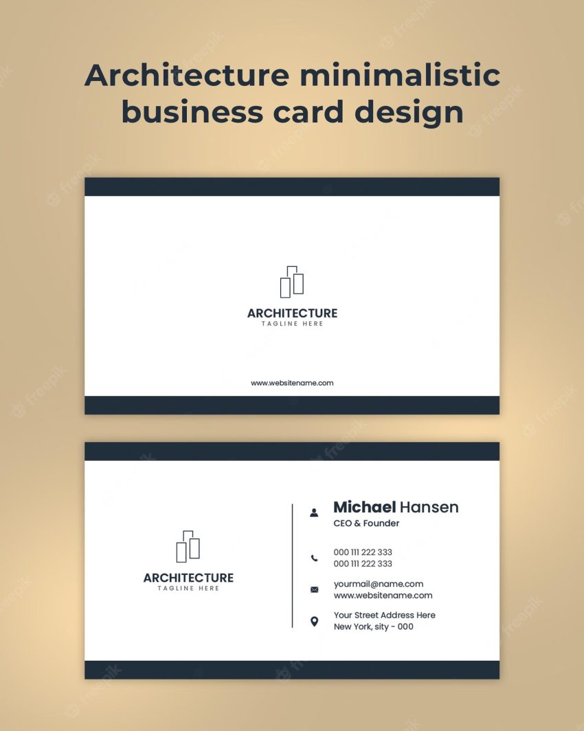 Elegant minimal dark blue and white business card template modern design