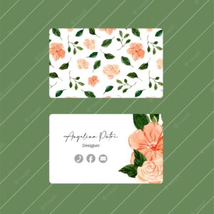 Elegant name card with floral seamless