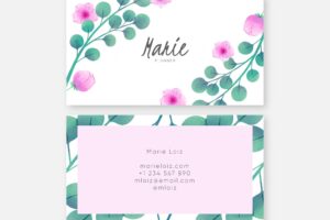 Elegant watercolor floral business card template