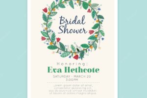 Fantastic bridal shower invitation with floral wreath