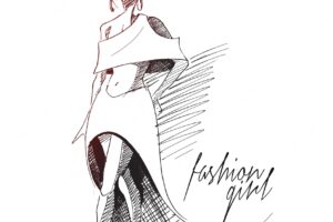 Fashion models fashion girl hand drawn sketch vector illustration