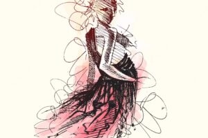 Fashion models fashion girl hand drawn sketch vector illustration