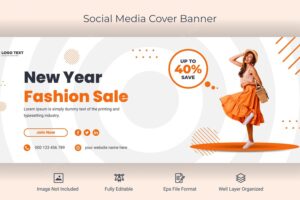 Fashion sale social media facebook cover banner template