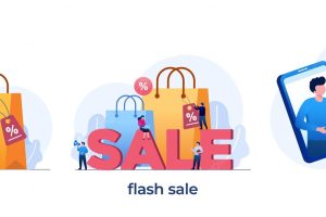 Flash sale retail concept advertising discount sale banner advertising shopping online flat vector design template