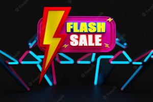 Flash sale word poster or banner template for campaign promote on websites social media 3d rendering