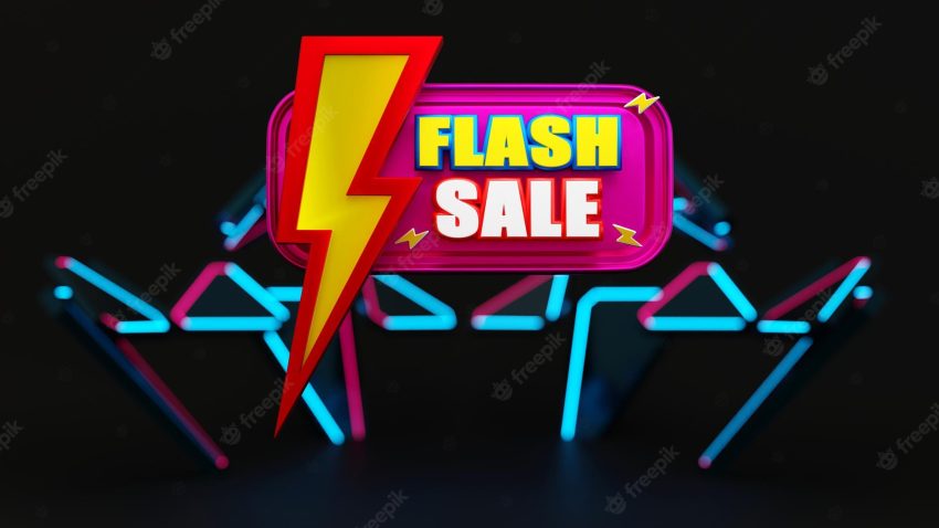 Flash sale word poster or banner template for campaign promote on websites social media 3d rendering