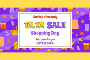Flat 12.12 shopping day horizontal sale banner template
