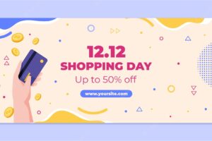 Flat 12.12 shopping day sale banner template