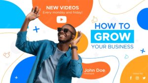 Flat abstract business youtube thumbnail template