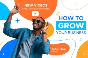 Flat abstract business youtube thumbnail template