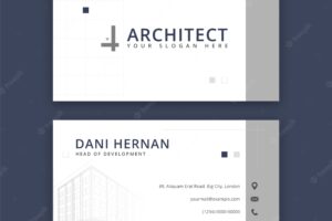 Flat architect service horizontal business card template