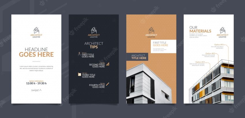 Flat architect service instagram stories collection