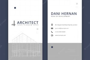 Flat architect service vertical business card template