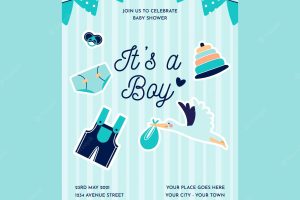 Flat baby shower party poster template