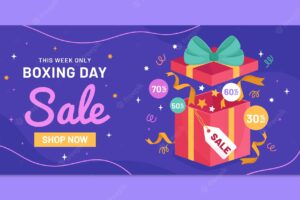 Flat boxing day horizontal banner template