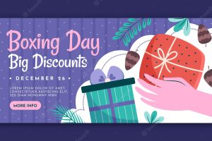 Flat boxing day horizontal banner template