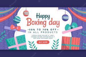 Flat boxing day horizontal banner template