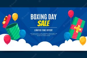 Flat boxing day horizontal sale banner template