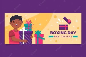Flat boxing day sale horizontal banner template