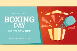 Flat boxing day sale horizontal banner template