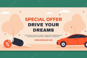 Flat car dealership business sale banner template