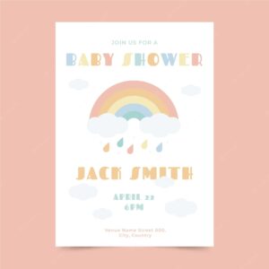 Flat chuva de amor baby shower invitation template