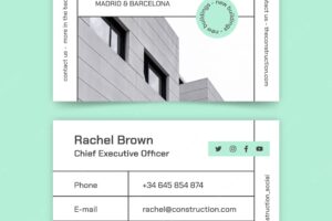 Flat construction horizontal business card template