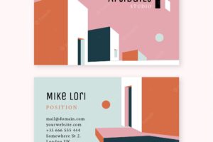 Flat design architecture project horizontal business card