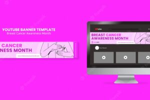 Flat design breast cancer awareness month template