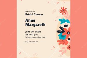 Flat design bridal shower invitation