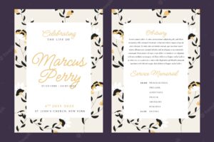 Flat design funeral order of service template