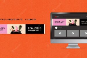 Flat design halloween youtube  template