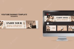 Flat design holiday youtube channel art template