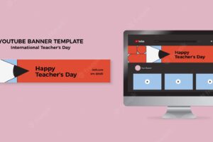Flat design international teacher's day template