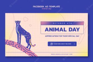 Flat design panther animal day facebook template