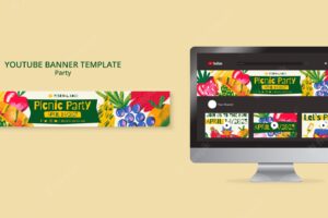Flat design picnic party template