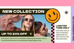 Flat fashion and style horizontal sale banner template